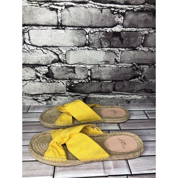 J. Crew Yellow Twisted Canvas Fabric Slide Espadrilles Sandals Women 9M US/40EU - Picture 9 of 16
